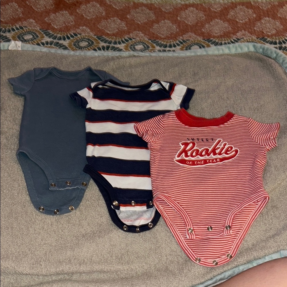 CARTERS Rookie of the Year/ 4th of July:Baby Onesies, size 3 months, 3 piece Set